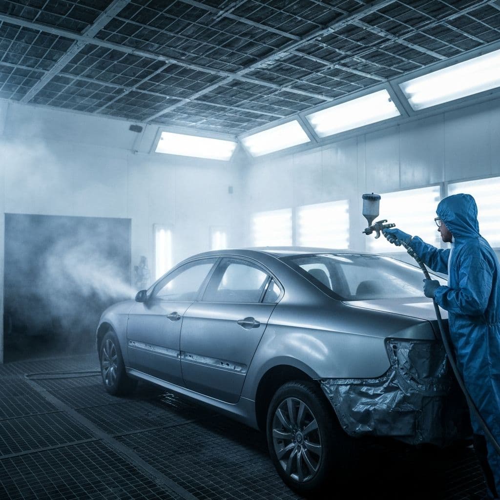 Professional paint booth at Top Gear